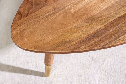 GATSBY coffee table 110cm retro style mango brown golden