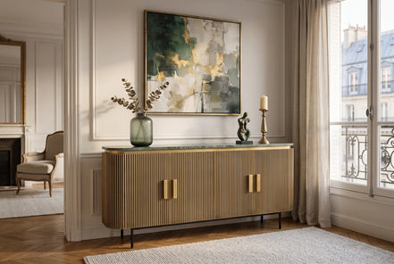 Sideboard VENEZIANO 160cm mango wood with marble top