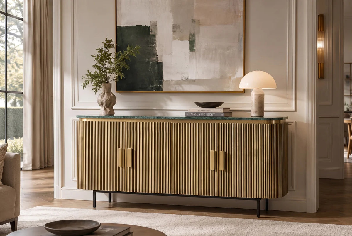 Sideboard VENEZIANO 160cm mango wood with marble top