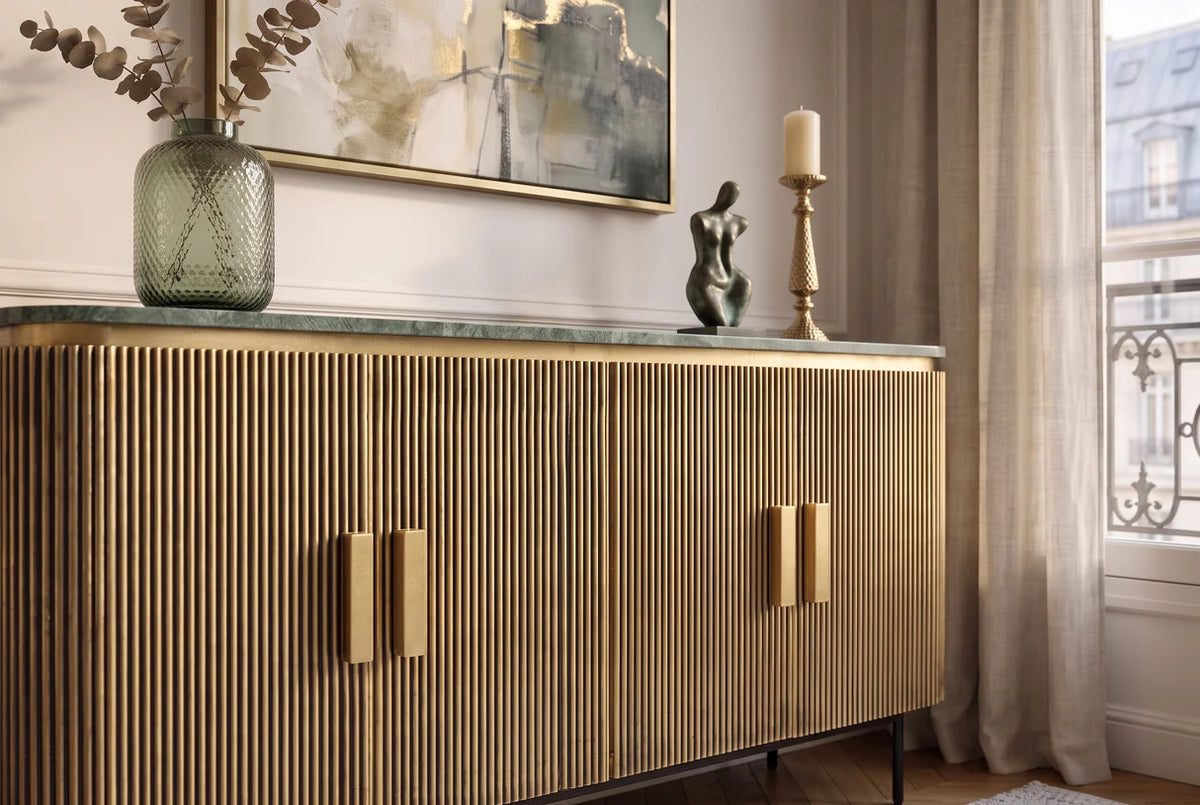 Sideboard VENEZIANO 160cm mango wood with marble top