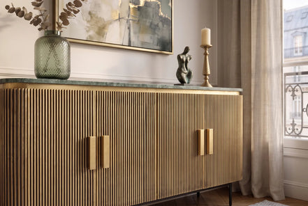 Sideboard VENEZIANO 160cm mango wood with marble top