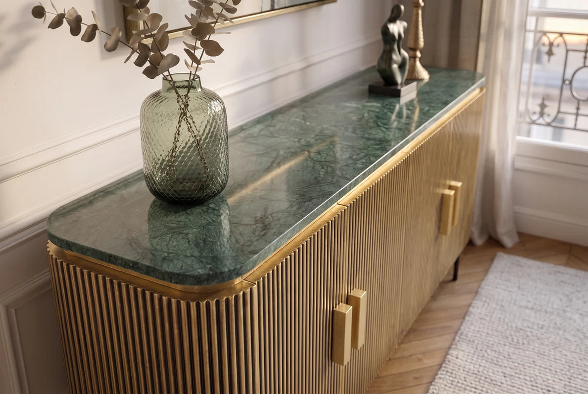 Sideboard VENEZIANO 160cm mango wood with marble top