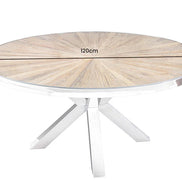 BARRACUDA dining table 120cm round teak wood with glass top