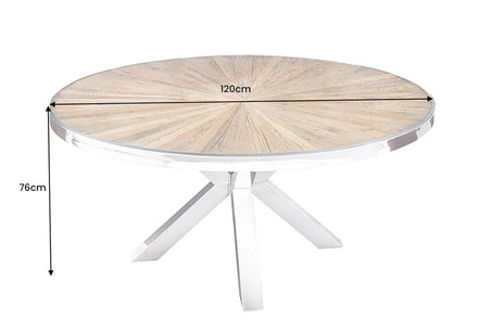 BARRACUDA dining table 120cm round teak wood with glass top