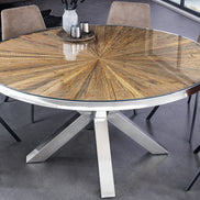 BARRACUDA dining table 120cm round teak wood with glass top