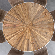 BARRACUDA dining table 120cm round teak wood with glass top