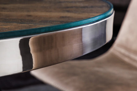 BARRACUDA dining table 120cm round teak wood with glass top