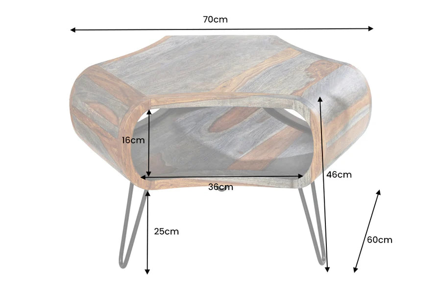 Dohányzóasztal ORGANIC LIVING 60 cm sheeshamfa szürke