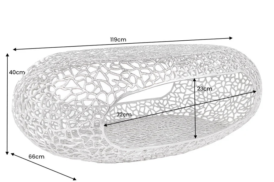 Dohányzóasztal ORGANIC 120 cm ezüst
