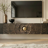 GOLDEN SUNSET 160 cm wall-mounted mango wood TV unit black