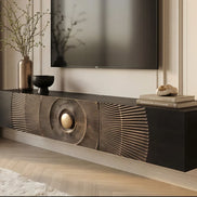 GOLDEN SUNSET 160 cm wall-mounted mango wood TV unit black