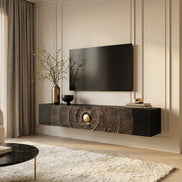 GOLDEN SUNSET 160 cm wall-mounted mango wood TV unit black