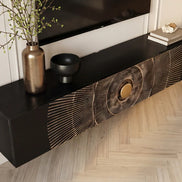 GOLDEN SUNSET 160 cm wall-mounted mango wood TV unit black