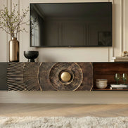 GOLDEN SUNSET 160 cm wall-mounted mango wood TV unit black