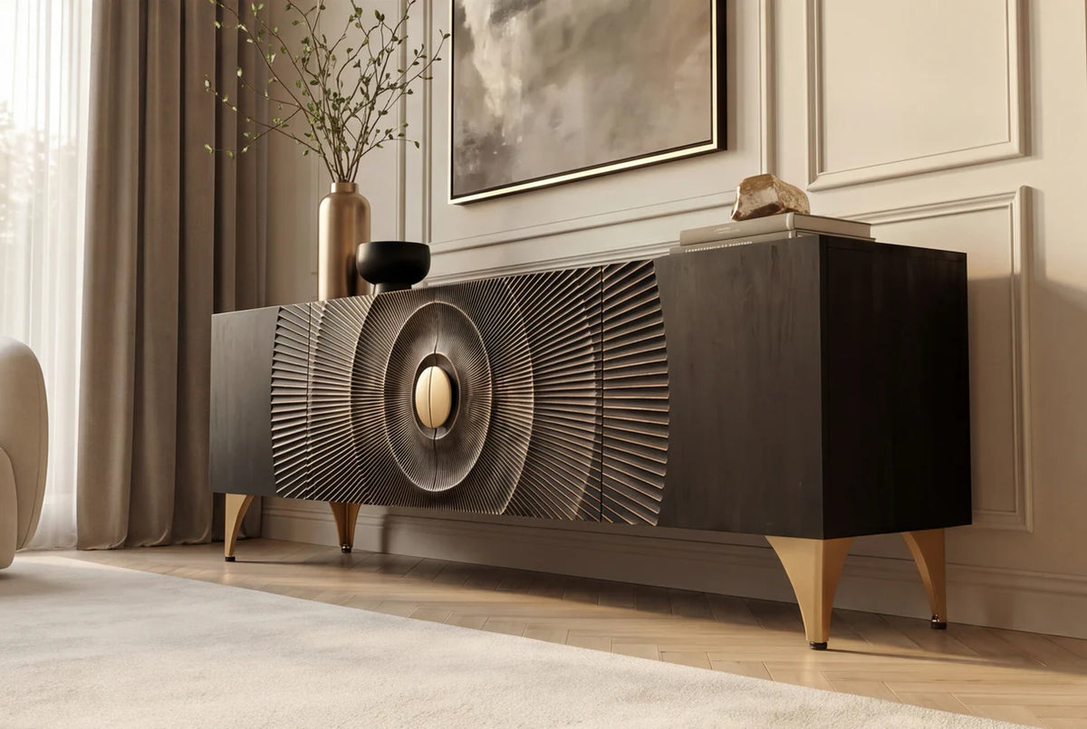 TV-szekrény GOLDEN SUNSET 180 cm 3D mangófa fekete