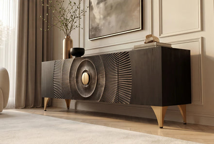 TV-szekrény GOLDEN SUNSET 180 cm 3D mangófa fekete