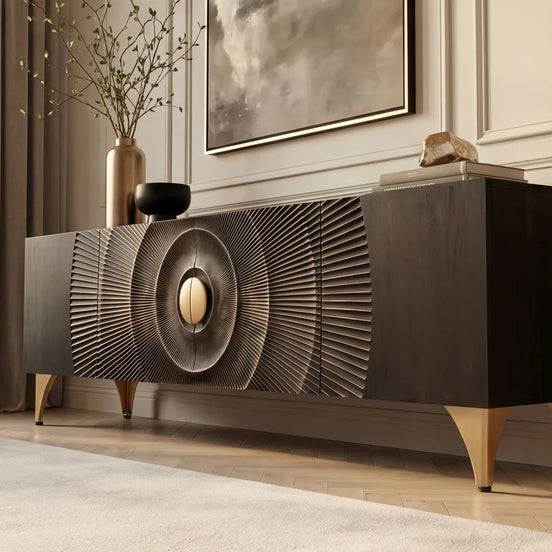TV-szekrény GOLDEN SUNSET 180 cm 3D mangófa fekete