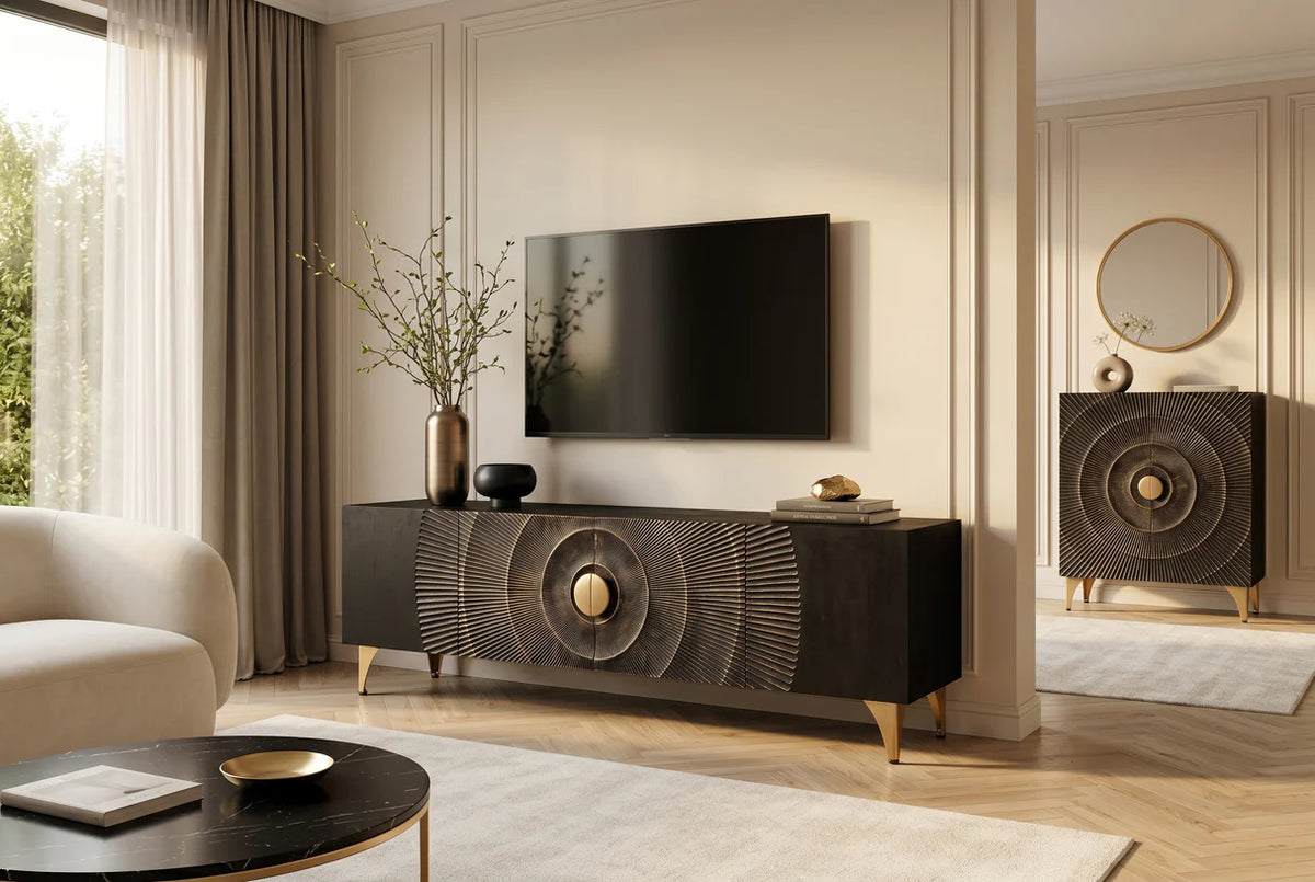 TV-szekrény GOLDEN SUNSET 180 cm 3D mangófa fekete