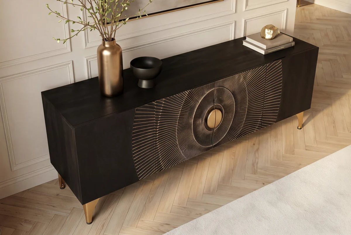 TV-szekrény GOLDEN SUNSET 180 cm 3D mangófa fekete