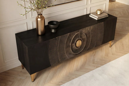 TV-szekrény GOLDEN SUNSET 180 cm 3D mangófa fekete
