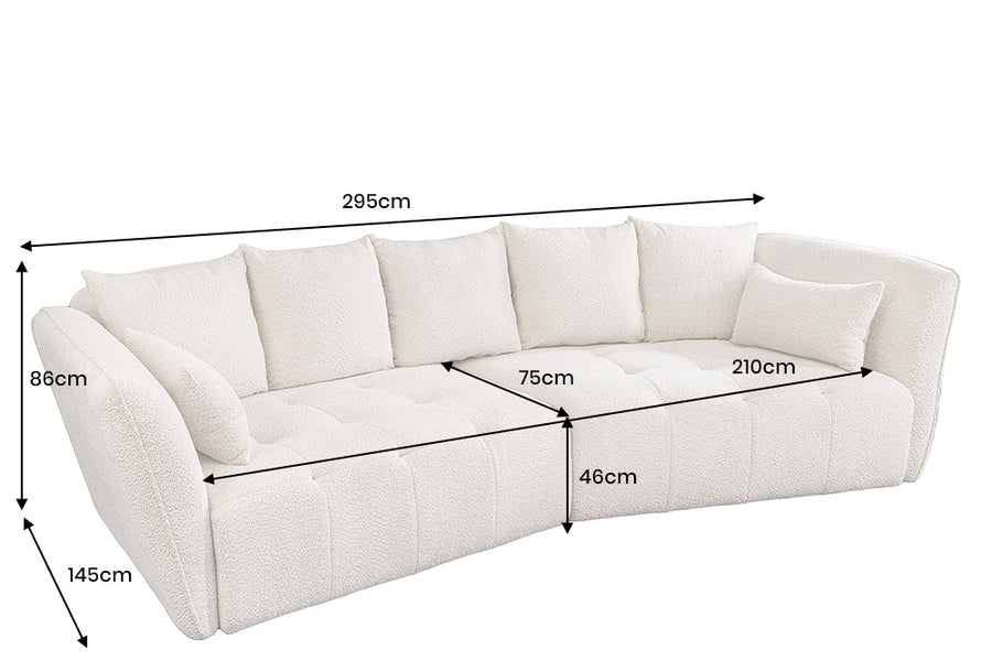 Kanapé ROYAL 295 cm XL rugós mag levehető huzat buklé pezsgő-bézs