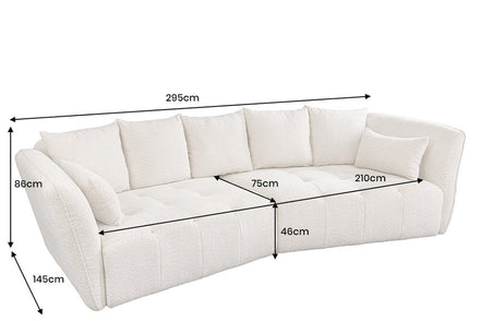 Kanapé ROYAL 295 cm XL rugós mag levehető huzat buklé pezsgő-bézs
