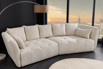 Kanapé ROYAL 295 cm XL rugós mag levehető huzat buklé pezsgő-bézs