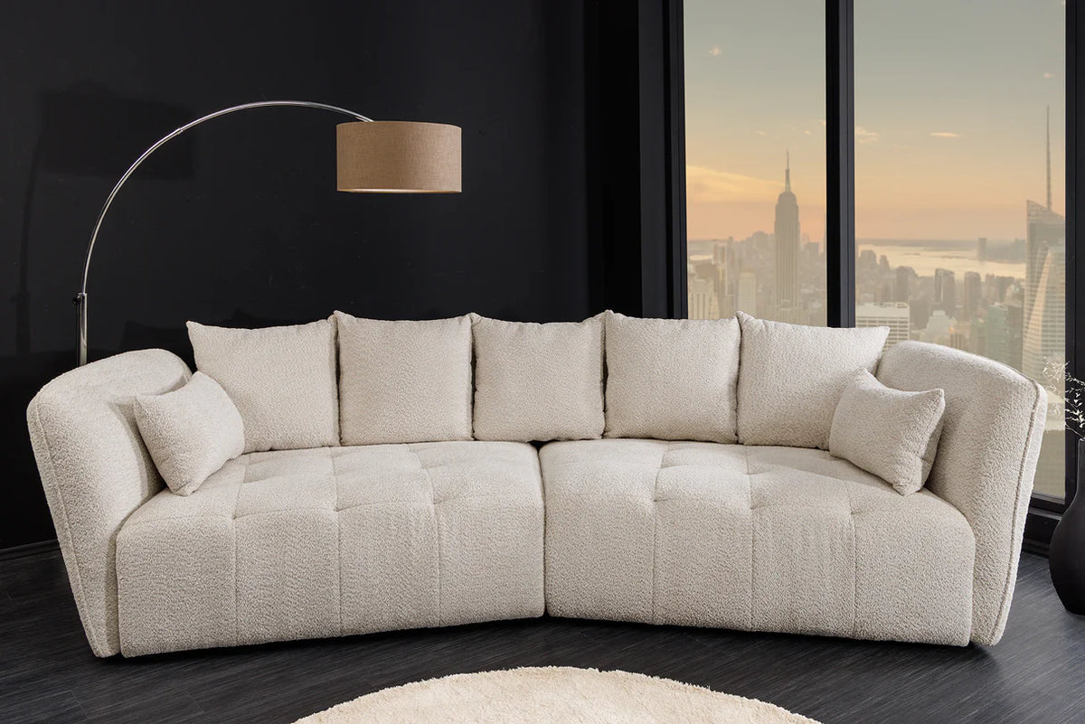 Kanapé ROYAL 295 cm XL rugós mag levehető huzat buklé pezsgő-bézs