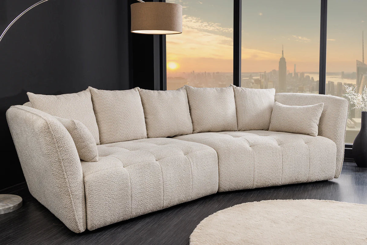 Kanapé ROYAL 295 cm XL rugós mag levehető huzat buklé pezsgő-bézs