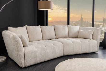 Kanapé ROYAL 295 cm XL rugós mag levehető huzat buklé pezsgő-bézs