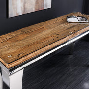 Konzolasztal MODERN BAROCK BARRACUDA 140 cm króm üveglappal tíkfa lap nélkül