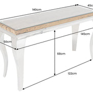 Konzolasztal MODERN BAROCK BARRACUDA 140 cm króm üveglappal tíkfa lap nélkül