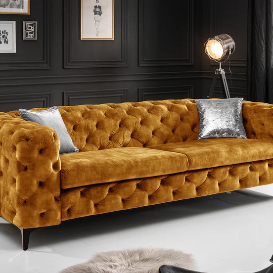 Kanapé MODERN BAROCK 235 cm 3 személyes bársony mustársárga