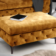 Lábtartó MODERN BAROCK 90 cm bársony mustársárga chesterfield stílusban
