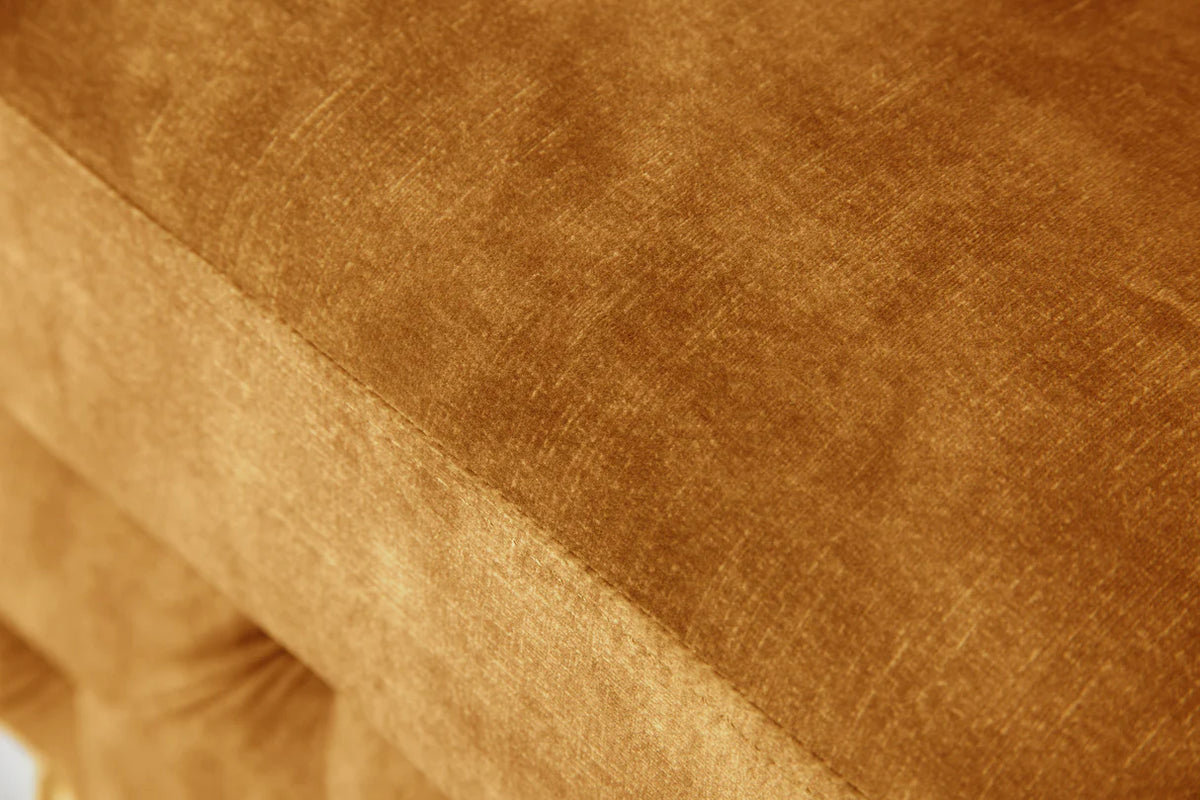 Lábtartó MODERN BAROCK 90 cm bársony mustársárga chesterfield stílusban