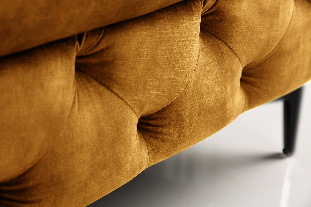 Lábtartó MODERN BAROCK 90 cm bársony mustársárga chesterfield stílusban