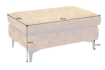 Lábtartó MODERN BAROCK 90 cm bársony mustársárga chesterfield stílusban