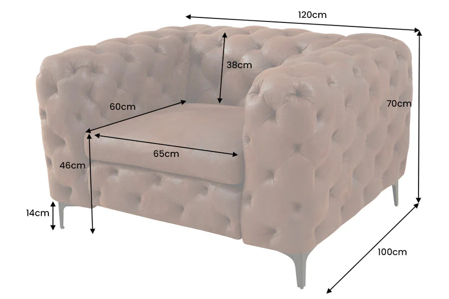 Fotel MODERN BAROCK chesterfield stílusú 120 cm mikroszálas antikbarna