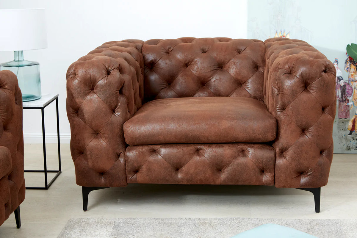 Fotel MODERN BAROCK chesterfield stílusú 120 cm mikroszálas antikbarna