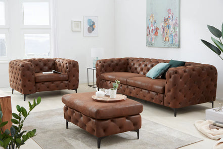Fotel MODERN BAROCK chesterfield stílusú 120 cm mikroszálas antikbarna