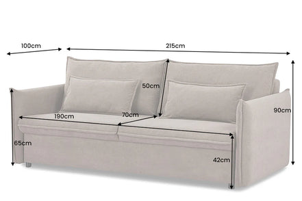 APARTMENT sofa bed 215 cm 3-seater corduroy taupe