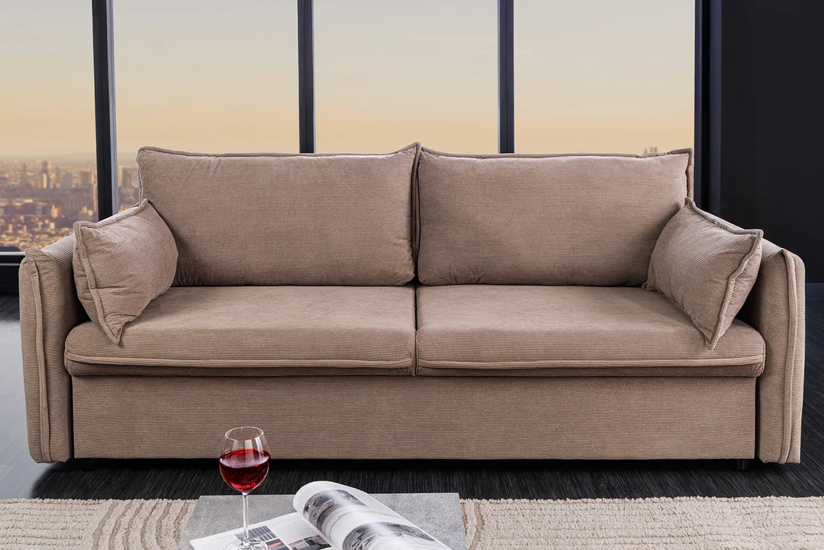 APARTMENT sofa bed 215 cm 3-seater corduroy taupe
