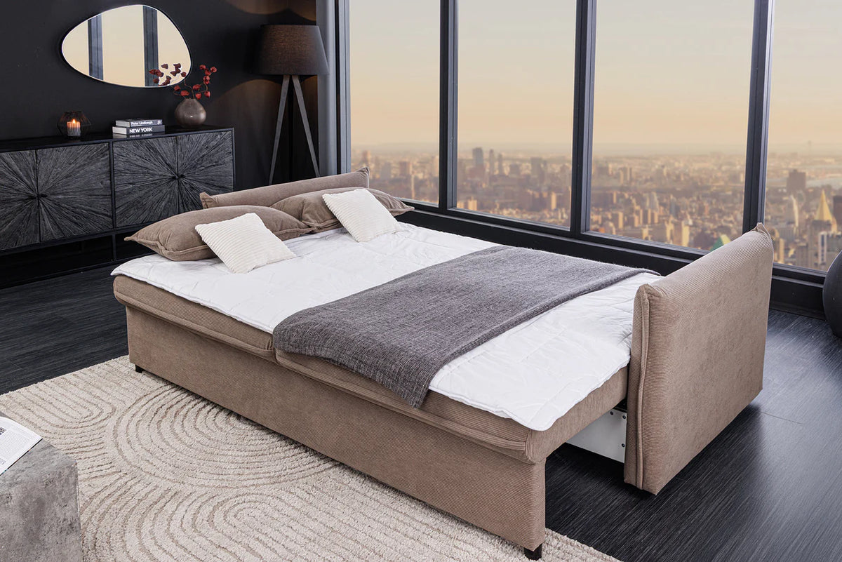 APARTMENT sofa bed 215 cm 3-seater corduroy taupe