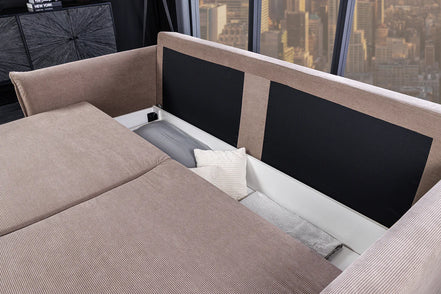 APARTMENT sofa bed 215 cm 3-seater corduroy taupe