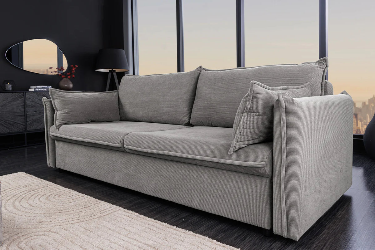 APARTMENT sofa bed 215 cm 3-seater corduroy grey