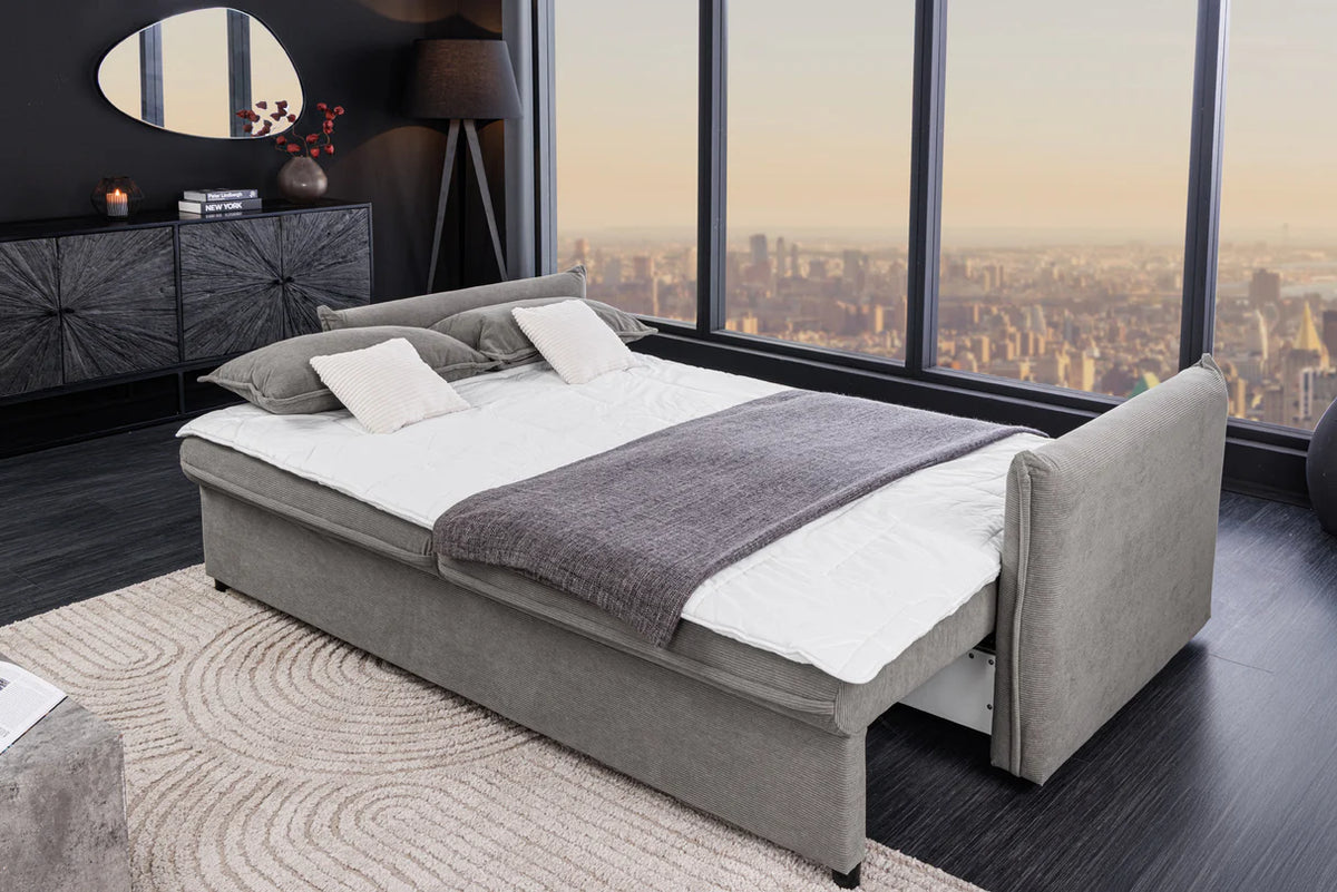 APARTMENT sofa bed 215 cm 3-seater corduroy grey
