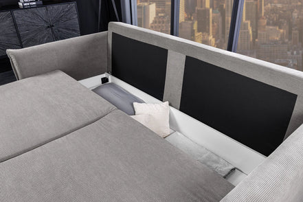 APARTMENT sofa bed 215 cm 3-seater corduroy grey