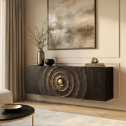 Komód GOLDEN SUNSET 180 cm 3D függesztett mangófa fekete