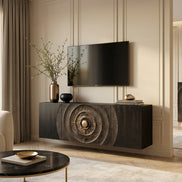 Komód GOLDEN SUNSET 180 cm 3D függesztett mangófa fekete