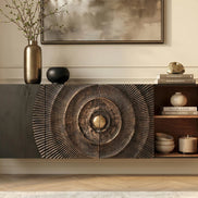 Komód GOLDEN SUNSET 180 cm 3D függesztett mangófa fekete